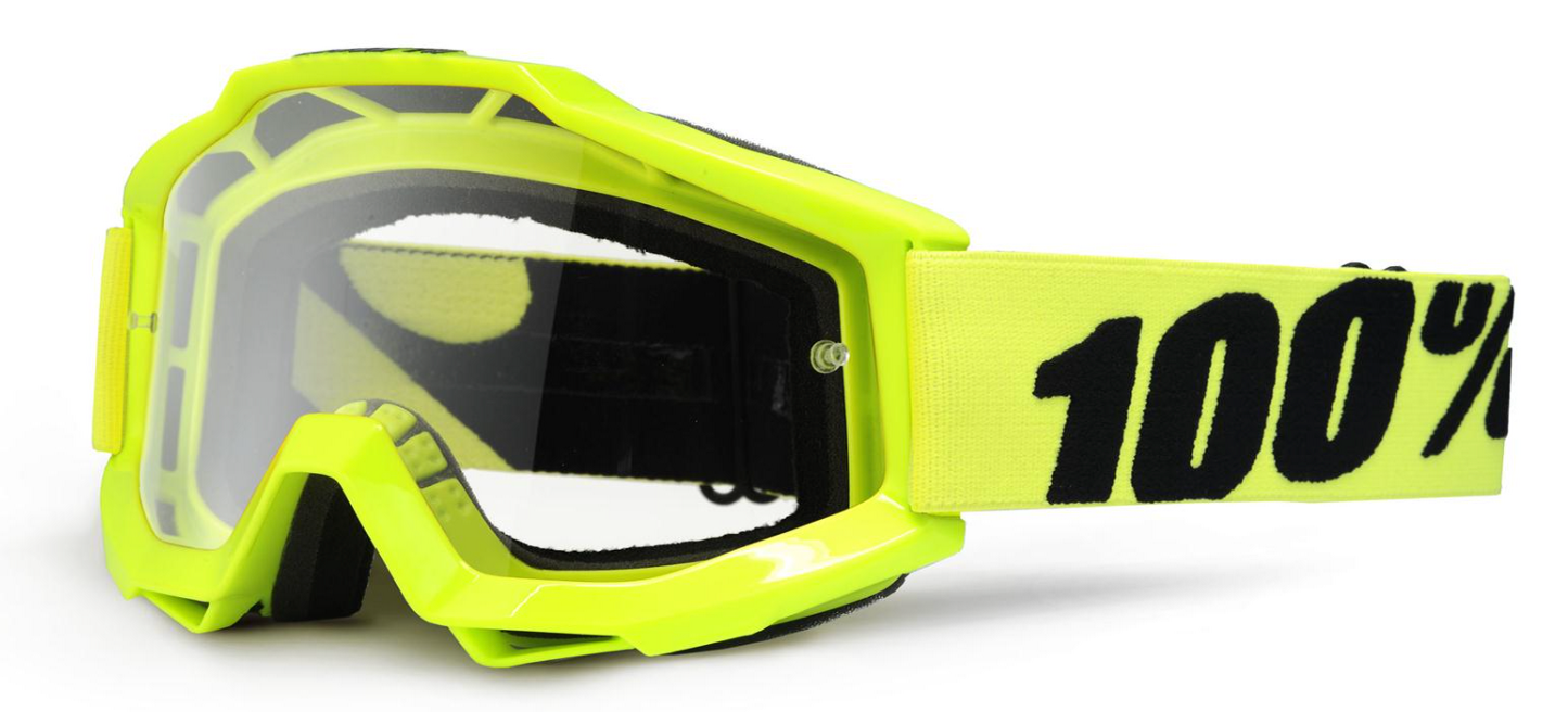 100 percent neon yellow MTB goggles