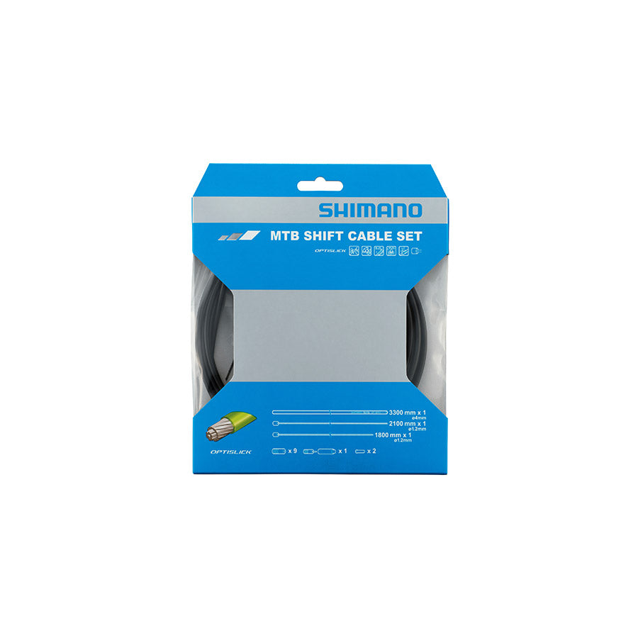 Shimano, Shifter Cable and Housing Set, Polymer Coated Stainless Steel, Cables; 1800/2100mm, Housing; 3300mm, Black, Shimano, MTB, XTR, IOTSP41SET01