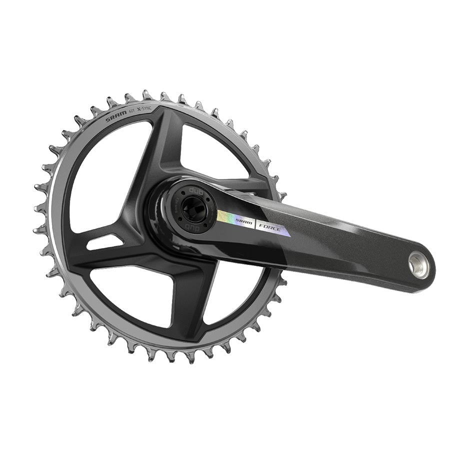 SRAM, Force D2 1x Wide, Crankset, Speed: 12, Spindle: 28.99mm, BCD: Direct Mount, 40, DUB, 172.5mm, Black, Road Disc