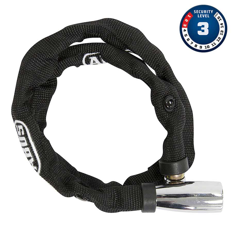 Abus, 1500 Web, Chain Lock, Key, 4mm, 60cm, 2', Black