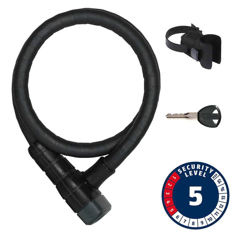 ABUS - 6615K, CABLE LOCK MICROFLEX, KEY, 15MM, 85CM, BLACK - More Bikes Vancouver