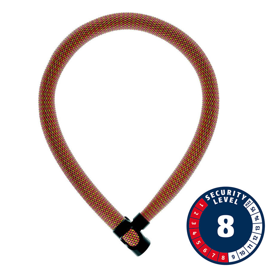 ABUS - IVYTEX CHAIN 7210K, KEY, 7MM, 85CM, ORANGE - More Bikes Vancouver