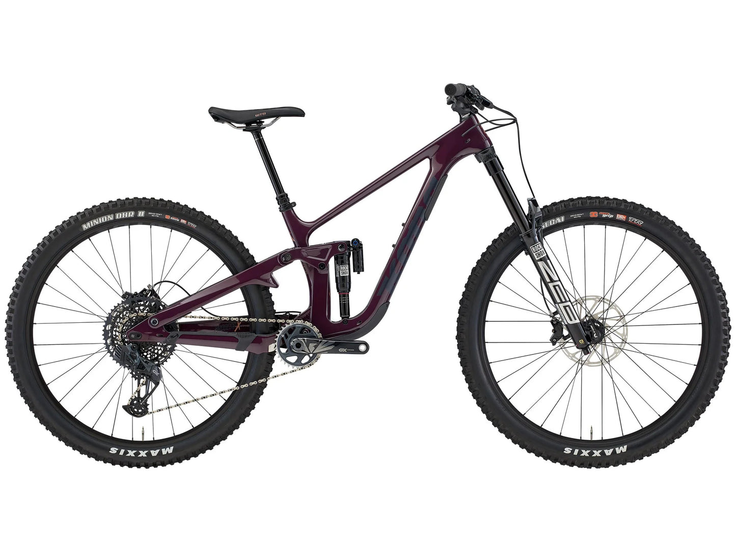 Purple mountain bike on a white background