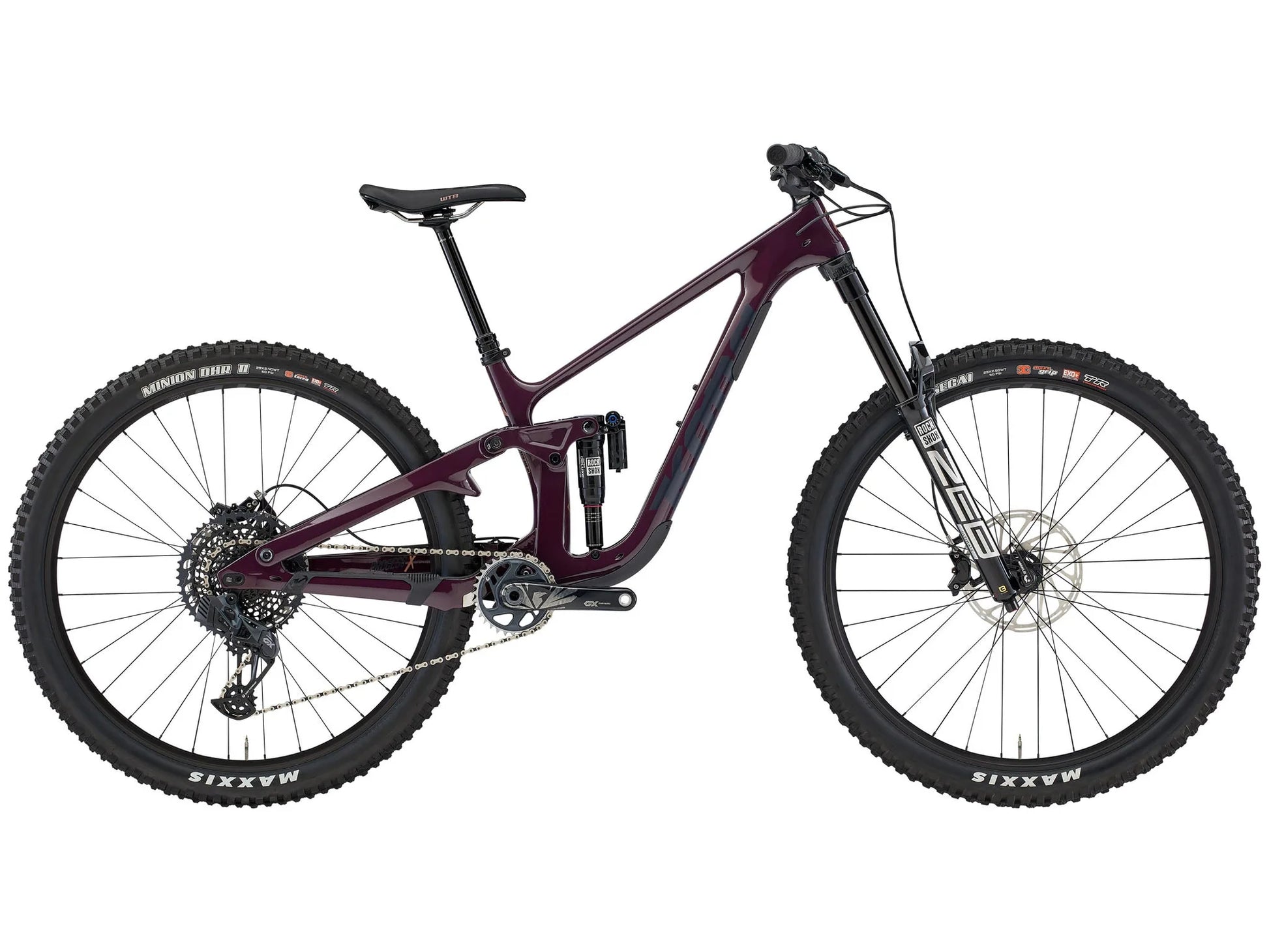 Purple mountain bike on a white background