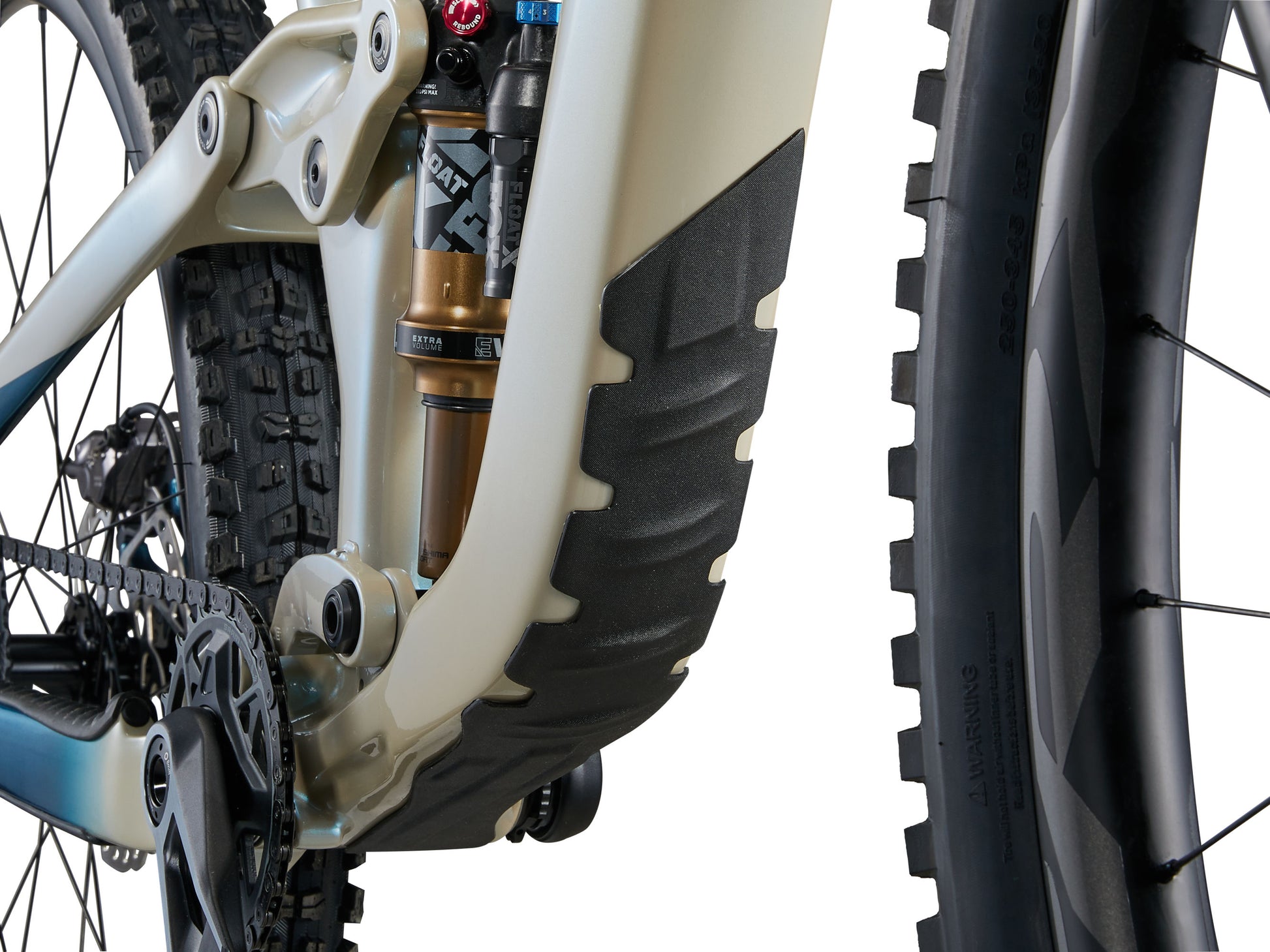 Close up of Fox Float X Suspension and Maestro Suspension. 