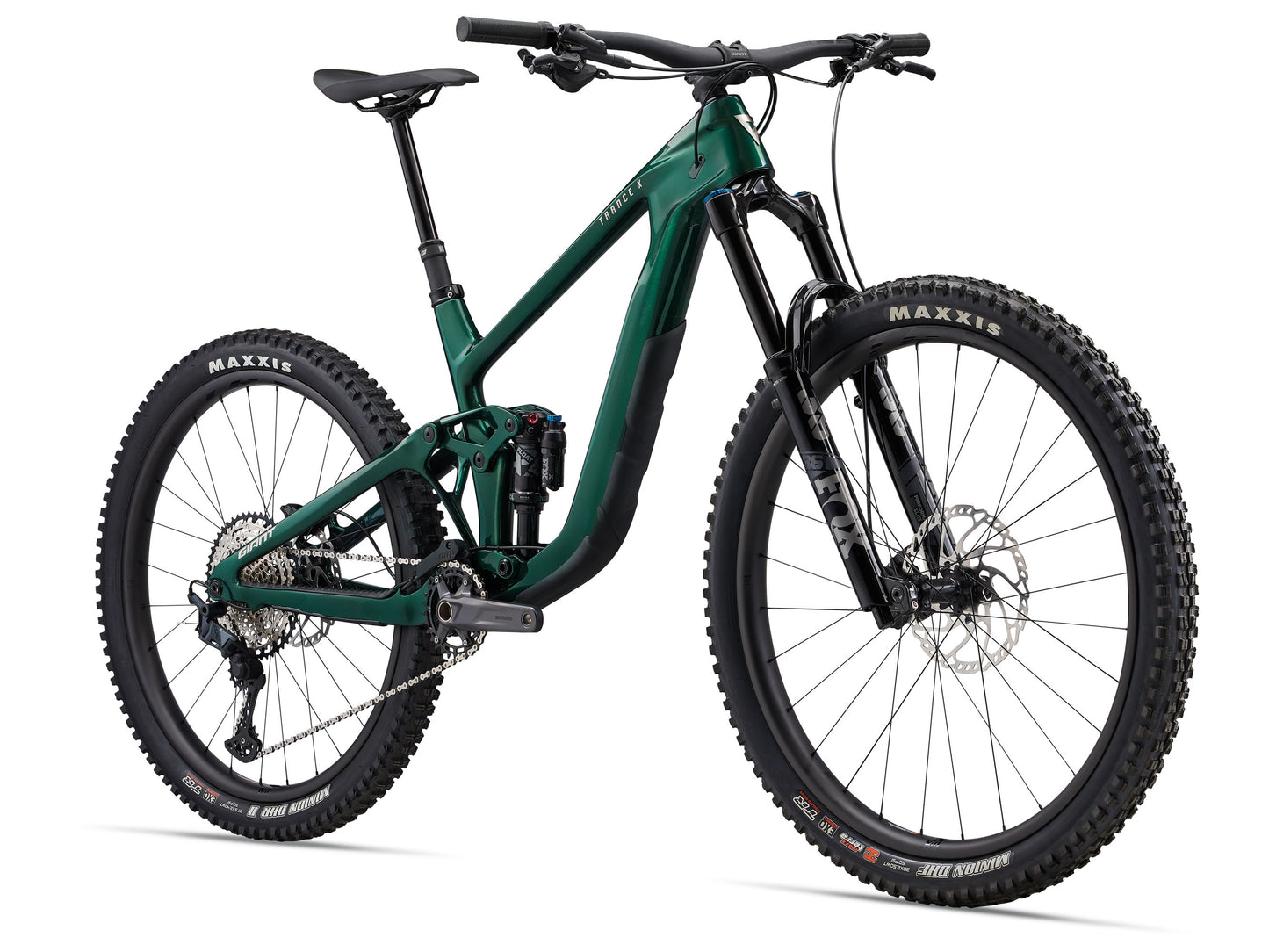 Green mountain bike on a white background