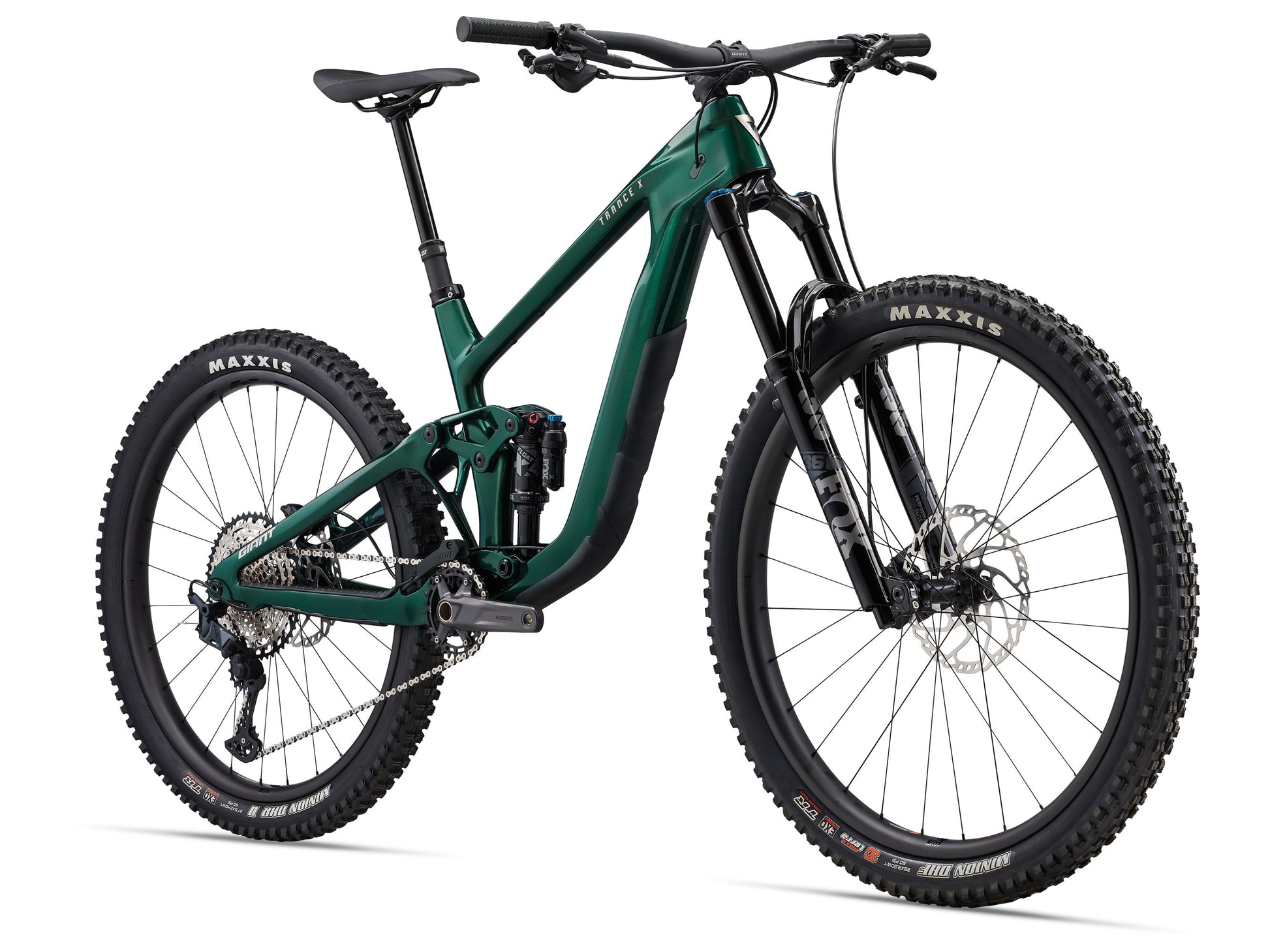 Green mountain bike on a white background
