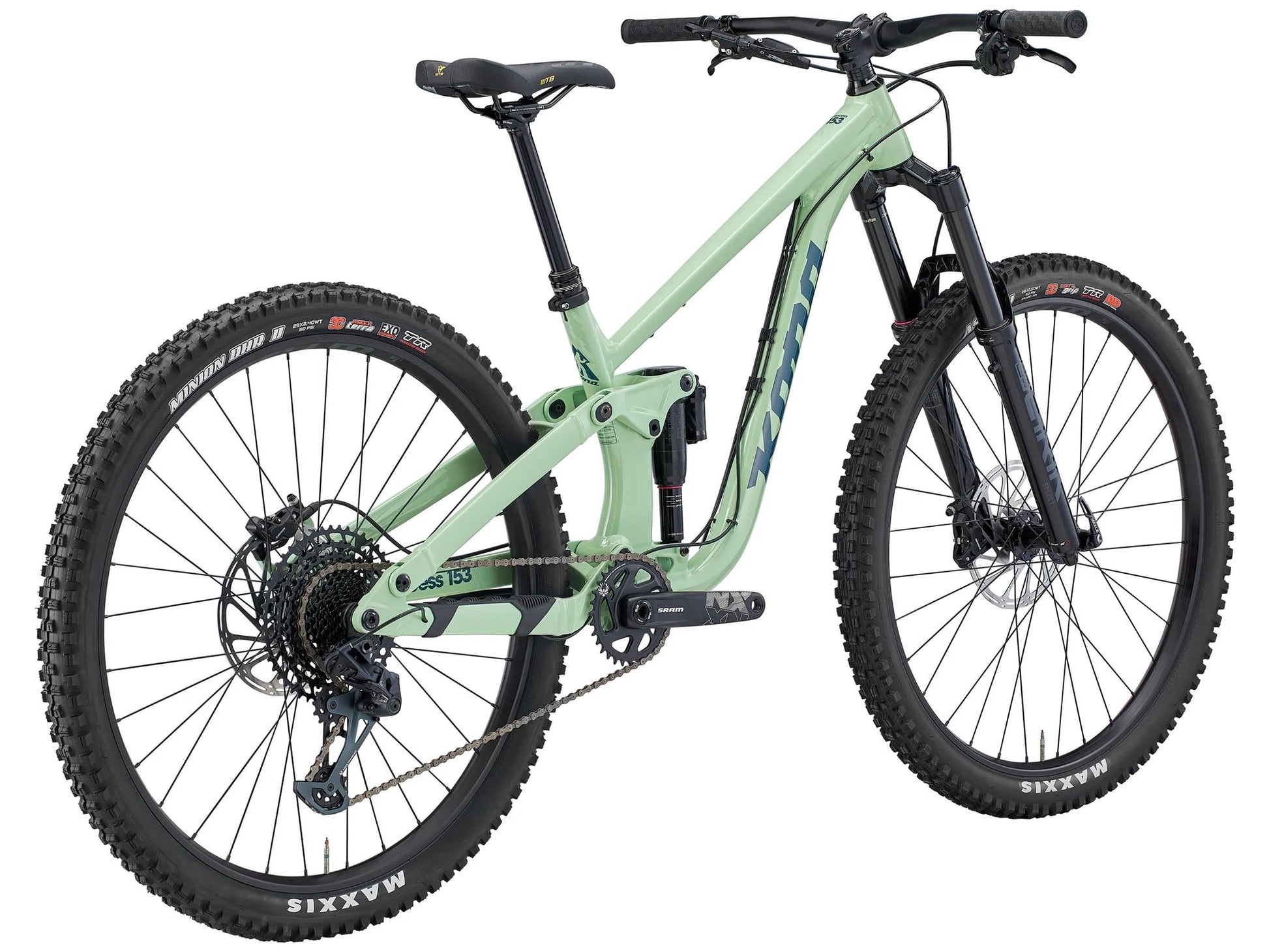 Light green mountain bike on a white background