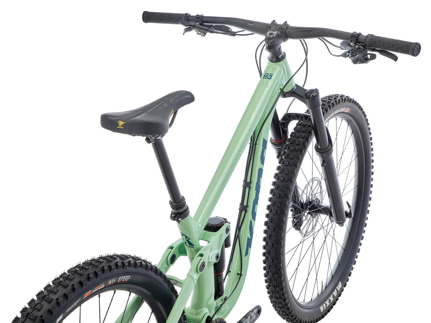 Green mountain bike on a white background