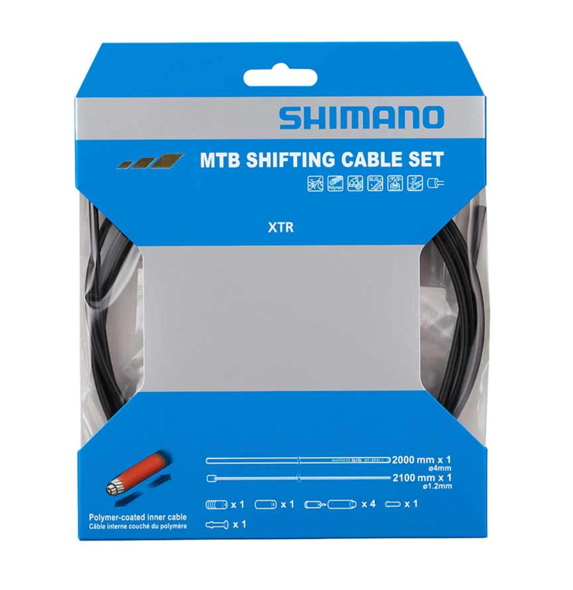 SHIMANO - MTB 1X SHIFT CABLE SET, POLYMER, ROAD, BLACK